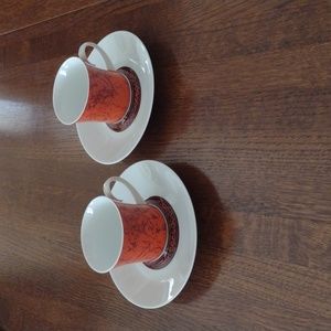 Vintage MCM Block Bidasoa Spain Porcelain Demitasse Tea Cup Set Espana Flamenco